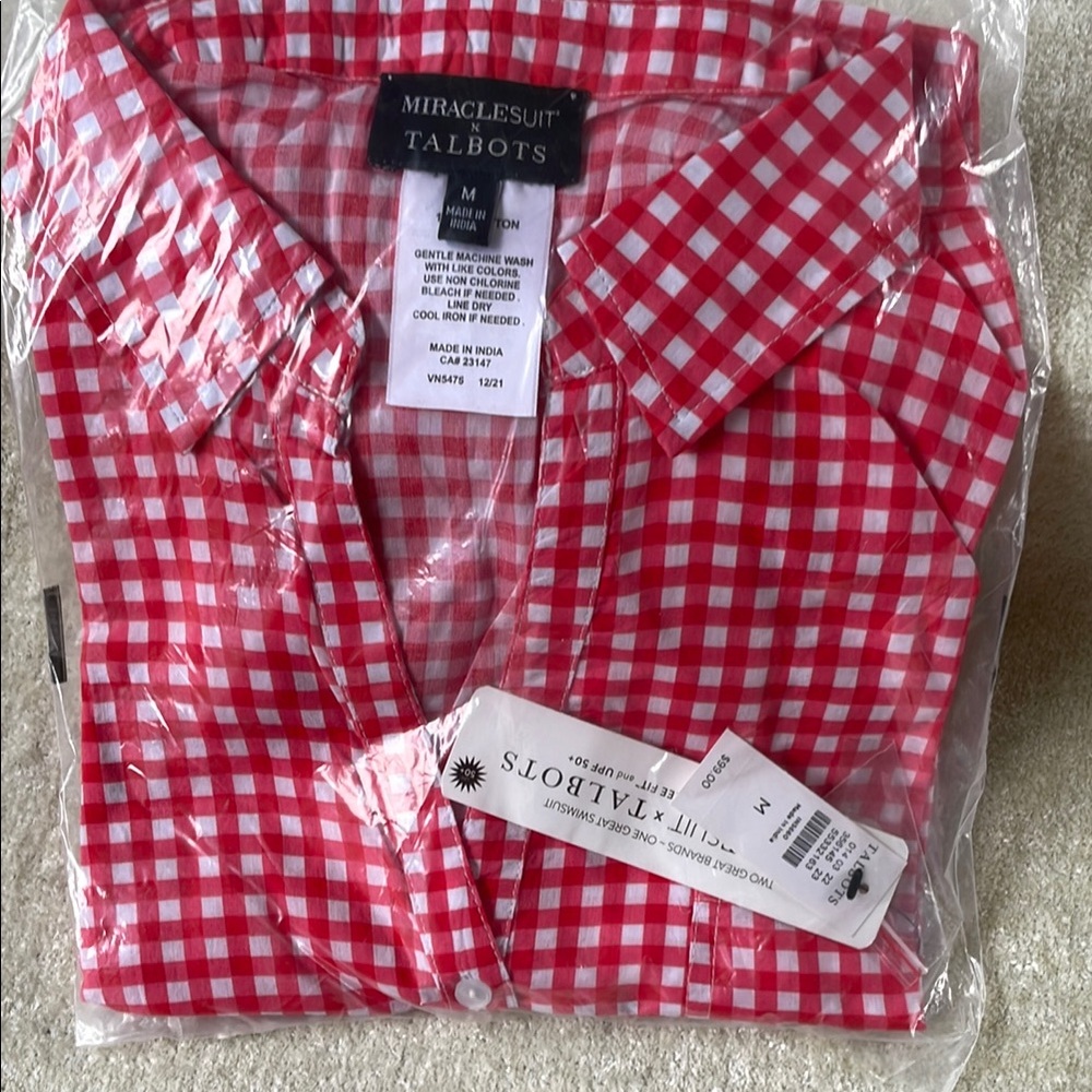 Miraclesuit Red Casual Button Down Beach Coverup